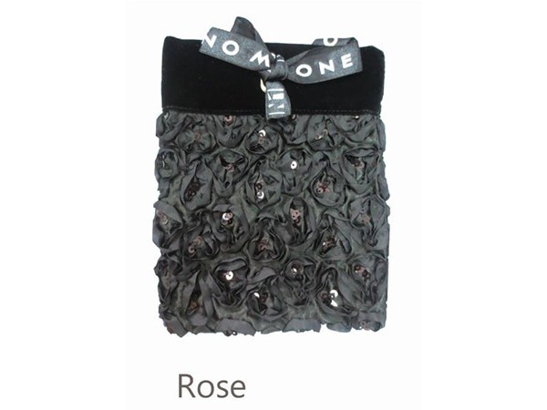 Black Pouch With Rose Decoration