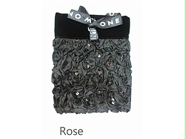 Black Pouch With Rose Decoration